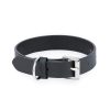 Black Leather Dog Collar With Silver Square Buckle 1