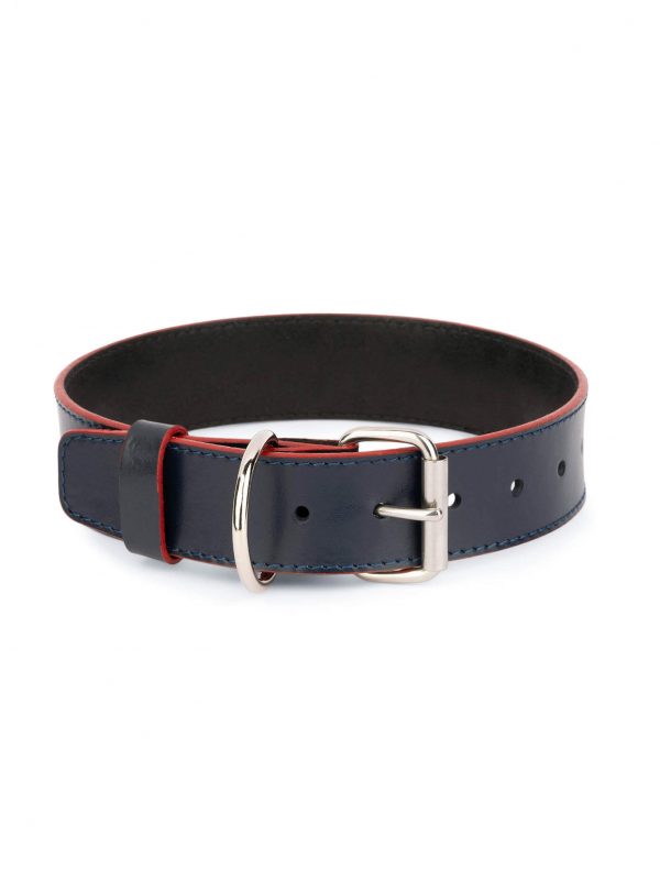 best large dog collar dark blue with red edges 1