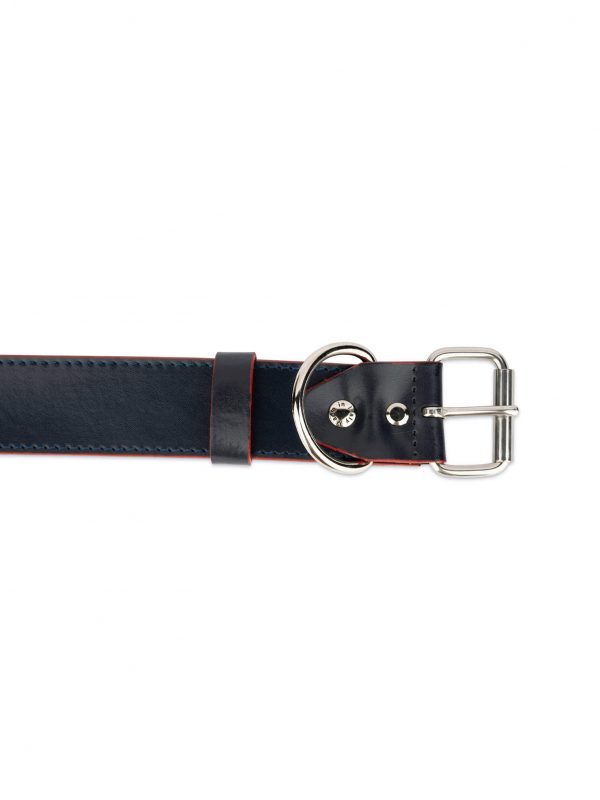 best large dog collar dark blue with red edges 2