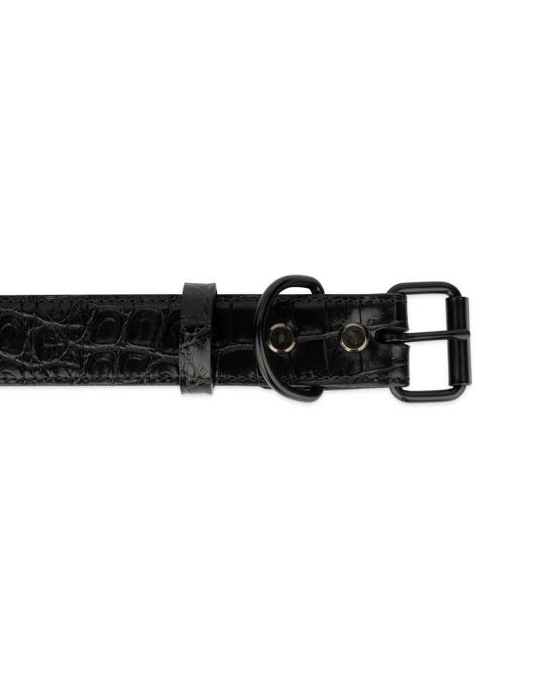best leather dog collar black croco embossed 2