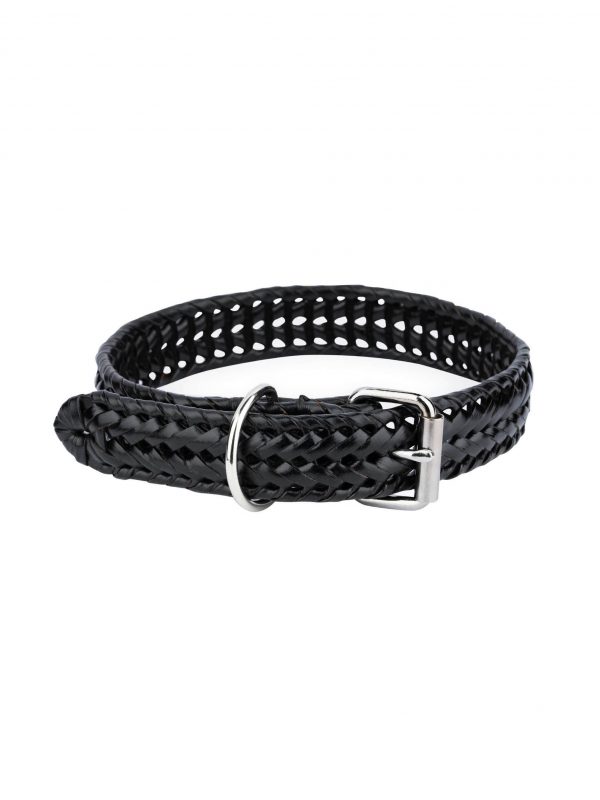 black braided leather dog collar for large dogs 1 BRAIBL35ROSI