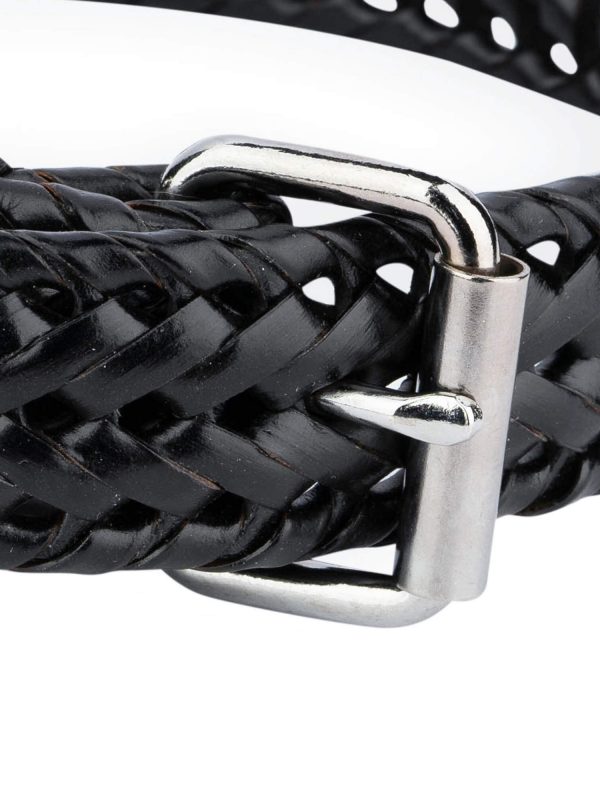 black braided leather dog collar for large dogs 2