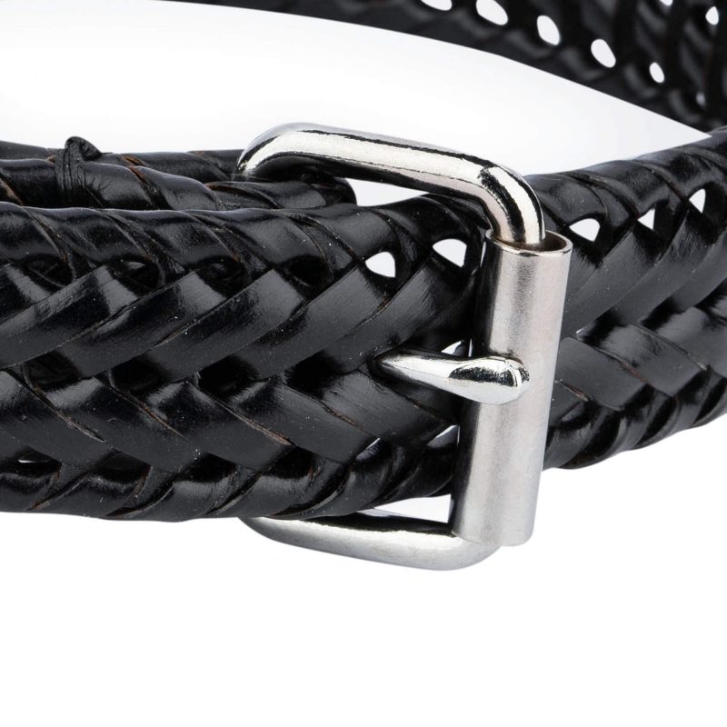 black braided leather dog collar for large dogs 2