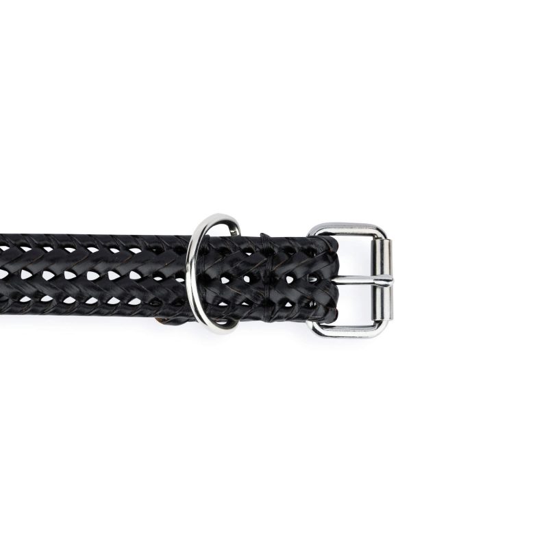 black braided leather dog collar for large dogs 4