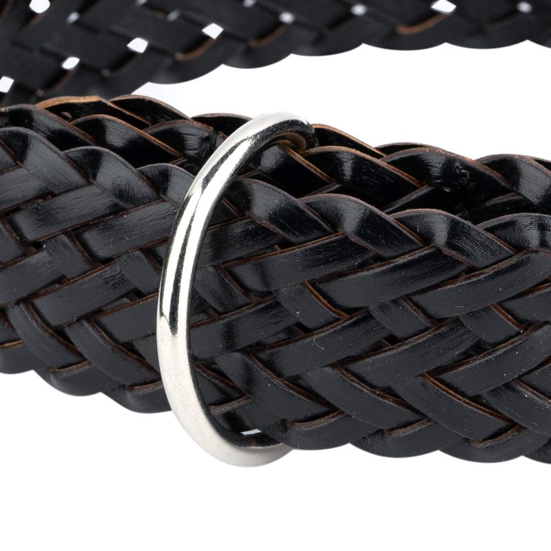 black braided leather dog collar with roller buckle 2