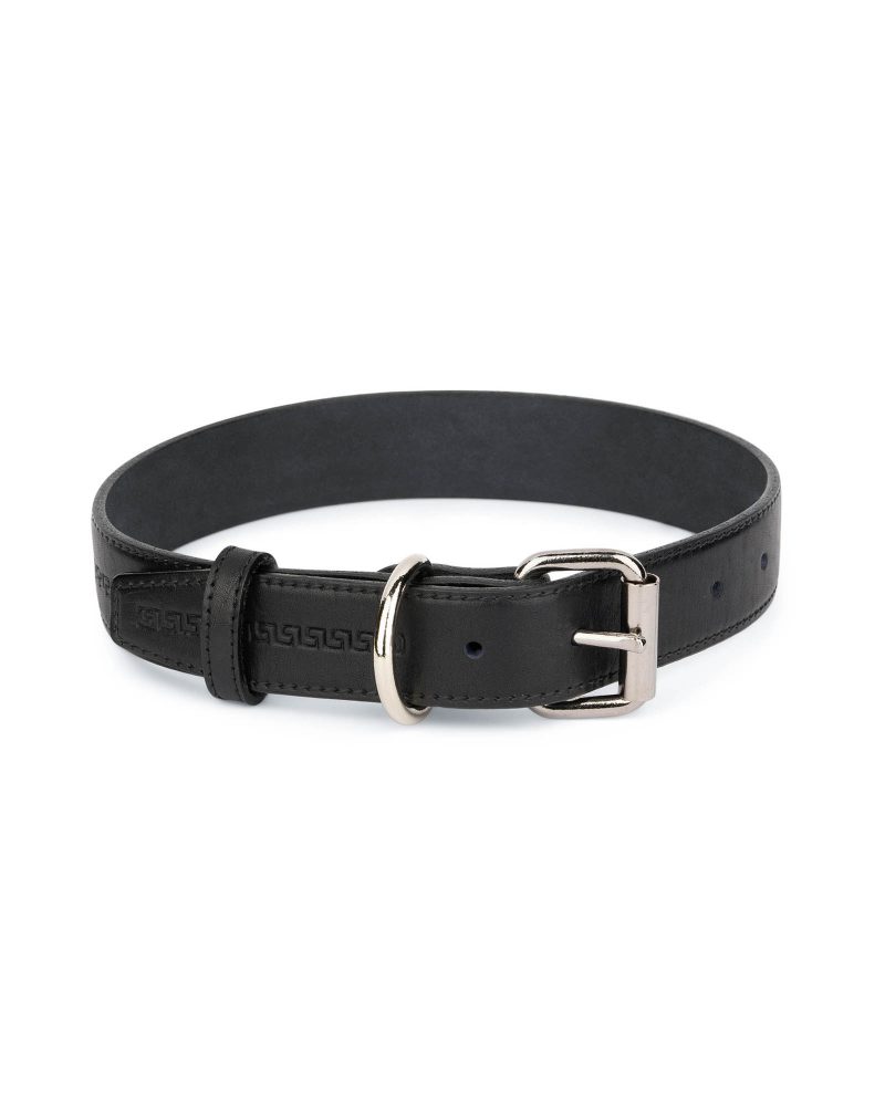 black collar for dogs full grain leather 1