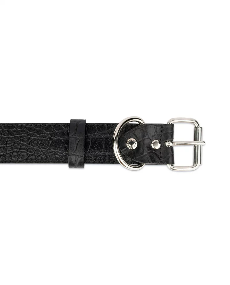 black croco embossed leather collar for dogs 2