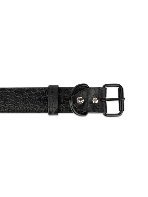 black dog collar croco embossed leather 2