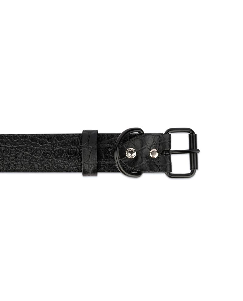 black dog collar croco embossed leather 2