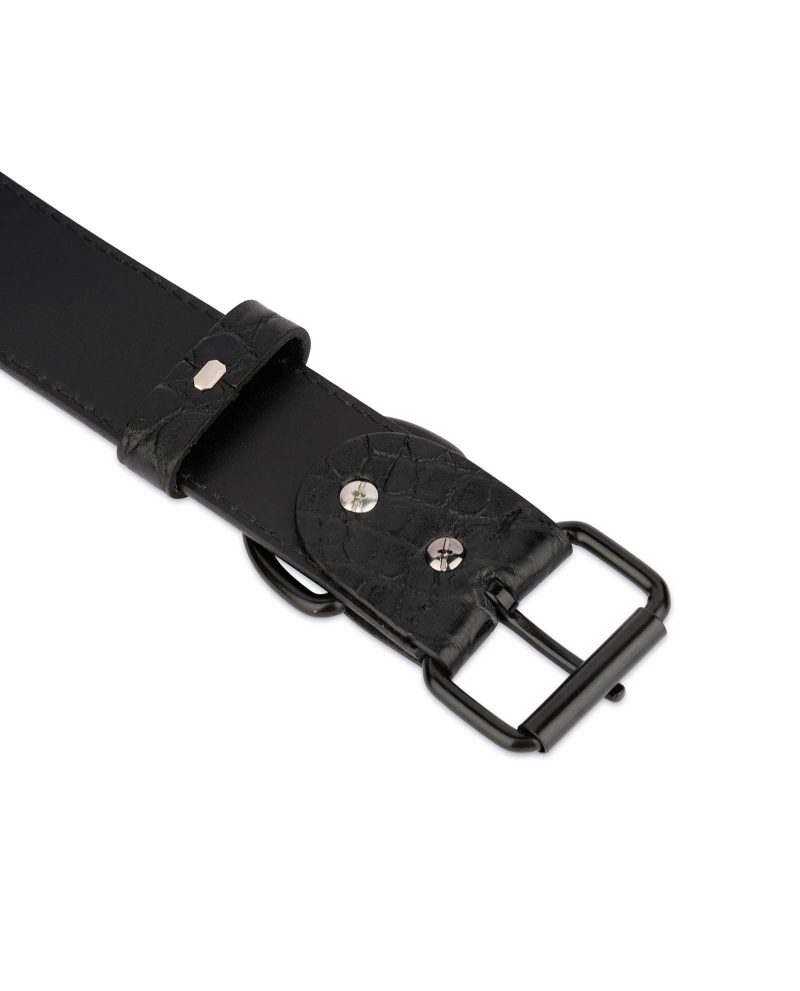 black dog collar croco embossed leather 3