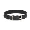 black full grain leather dog collar with silver buckle 1