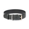 black leather collar for large dogs silver roller buckle 1 1