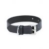 black leather dog collar square silver roller buckle 1 1