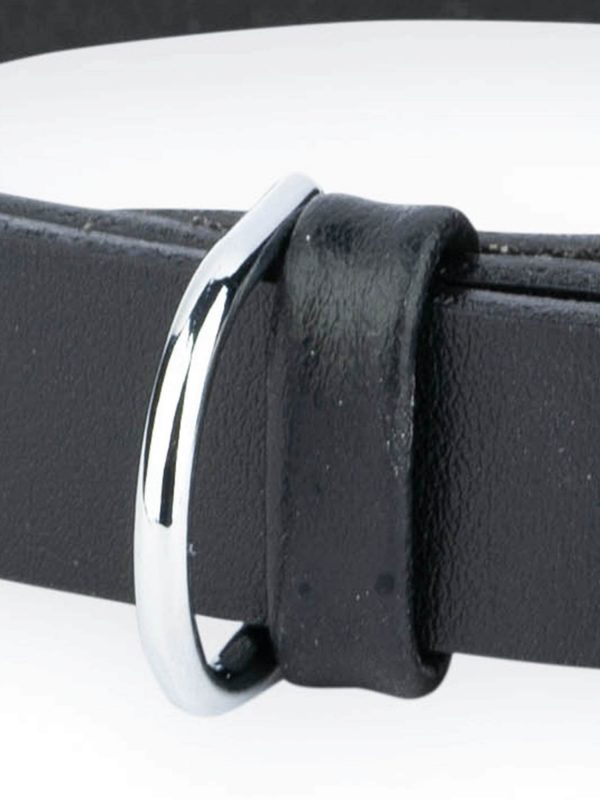 black leather dog collar square silver roller buckle 2