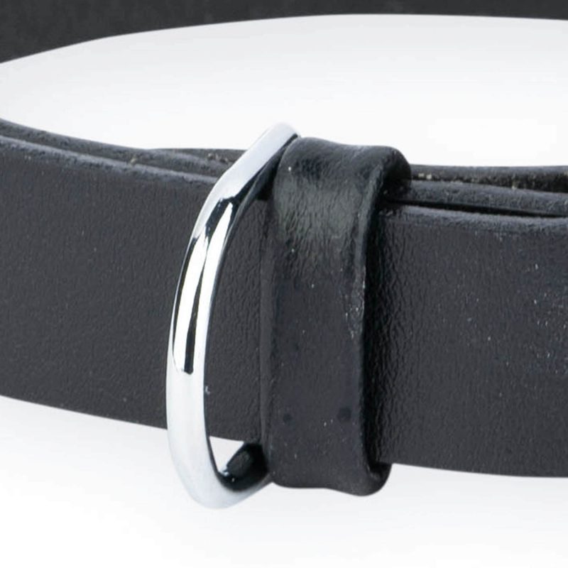 black leather dog collar square silver roller buckle 2