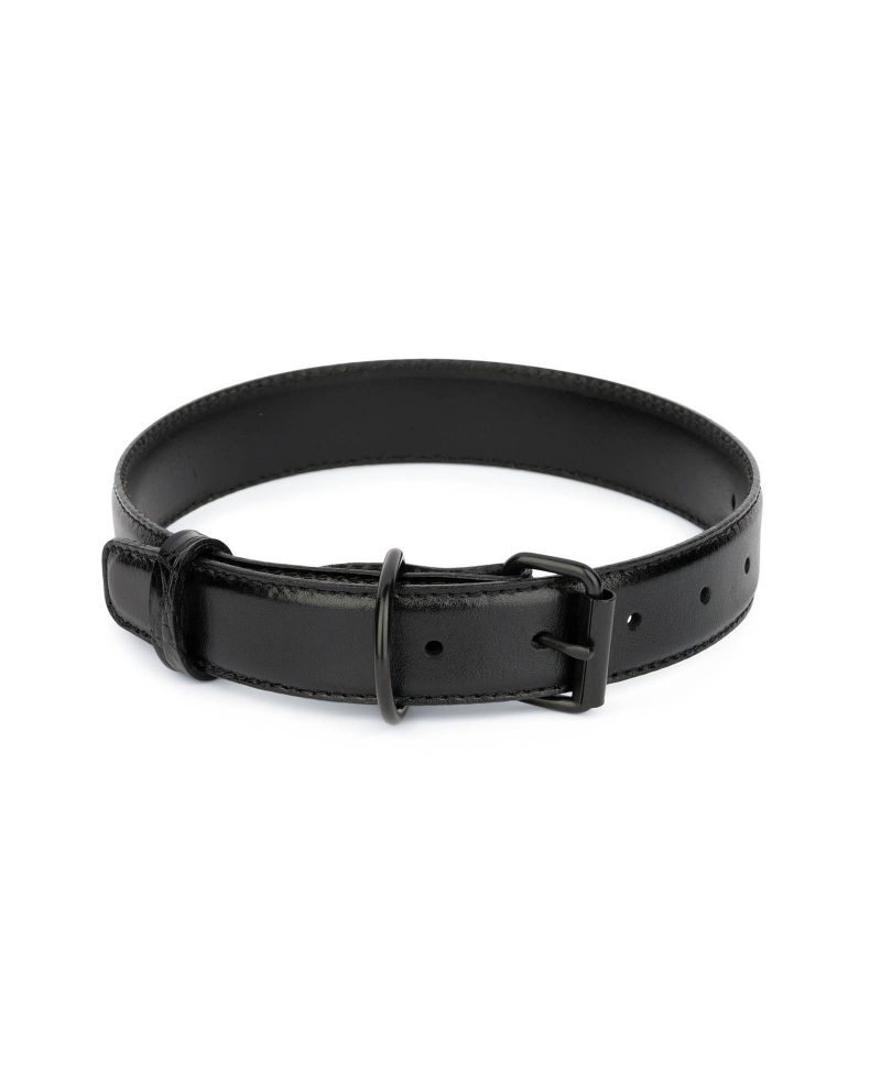 black leather dog collar with black buckle 1