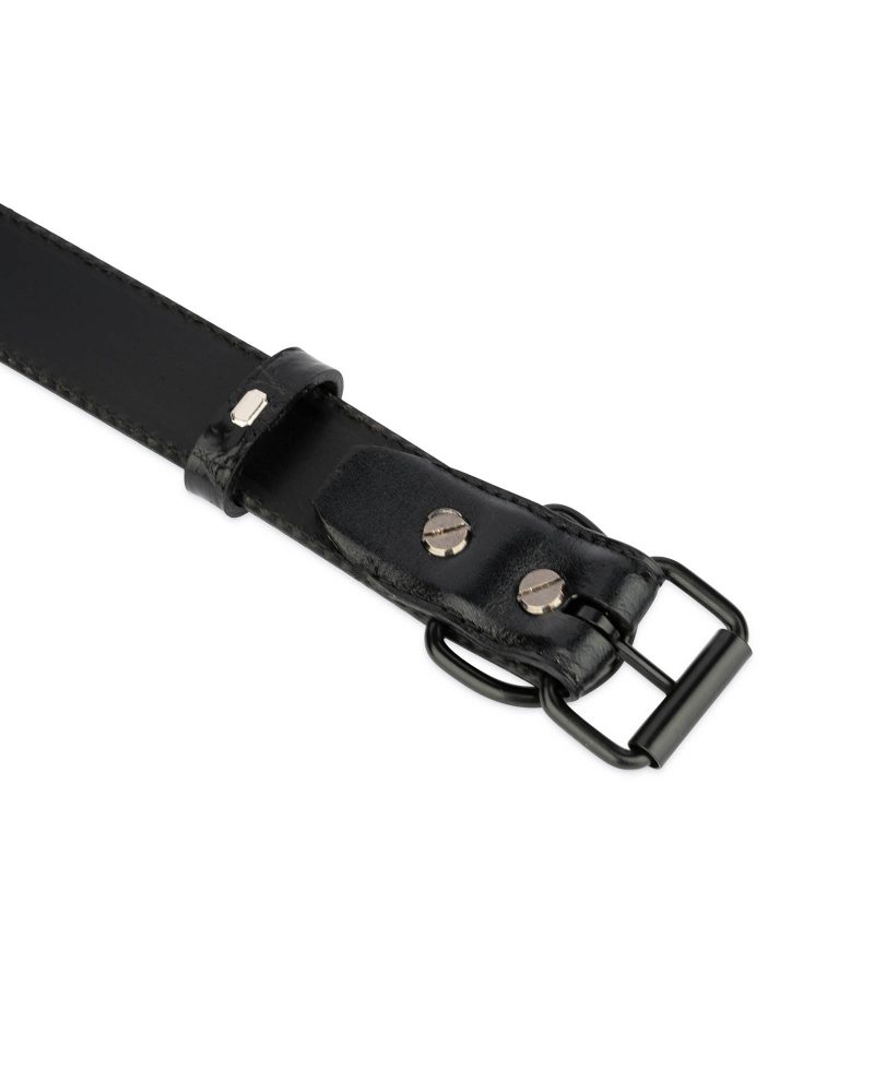 black leather dog collar with black buckle 3