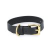 black leather dog collar with gold brass buckle 1 1