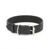 black leather dog collar woven emboss 1 1