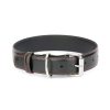 black perforated leather dog collar with red stitch 1 1