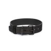 black suede large dog collar with red stitch 1