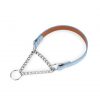 blue silver unique leather dog collar martingale chain 1