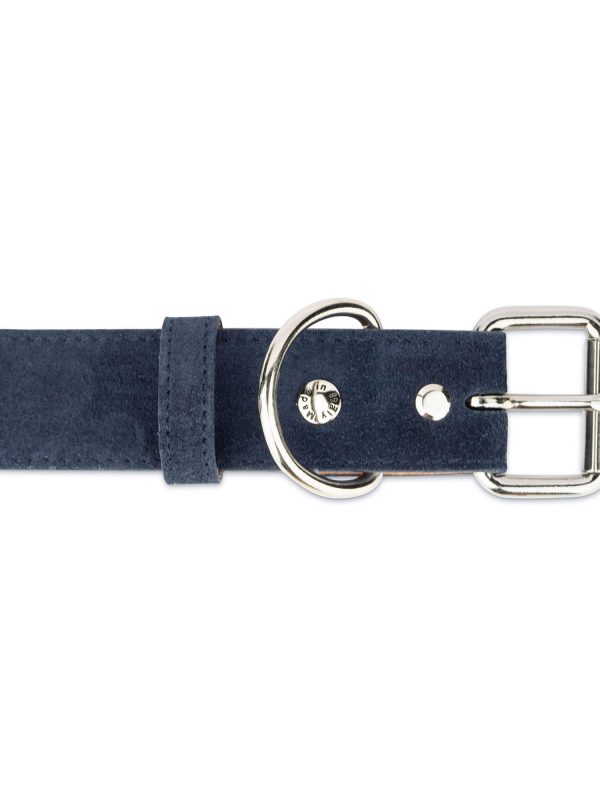 blue suede dog collar genuine leather 2
