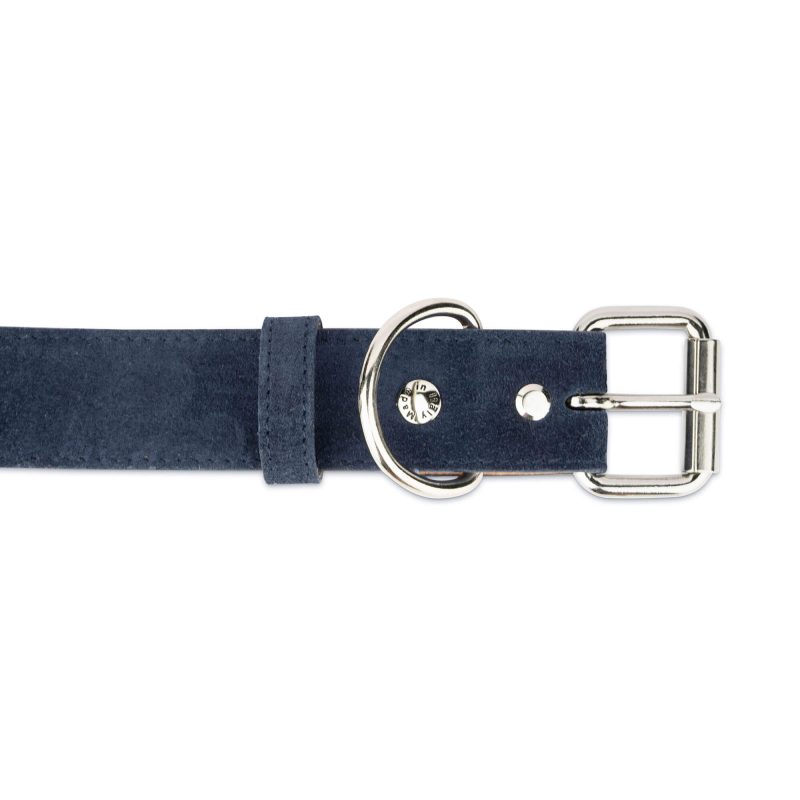 blue suede dog collar genuine leather 2