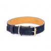 blue suede dog collar genuine leather with red stitch 1