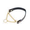 brown leather dog collar martingale gold chain 1