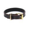brown leather dog collar with brass buckle 1