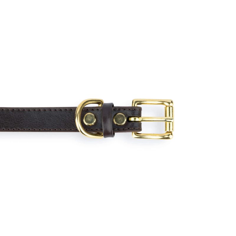 brown leather dog collar with brass buckle 4