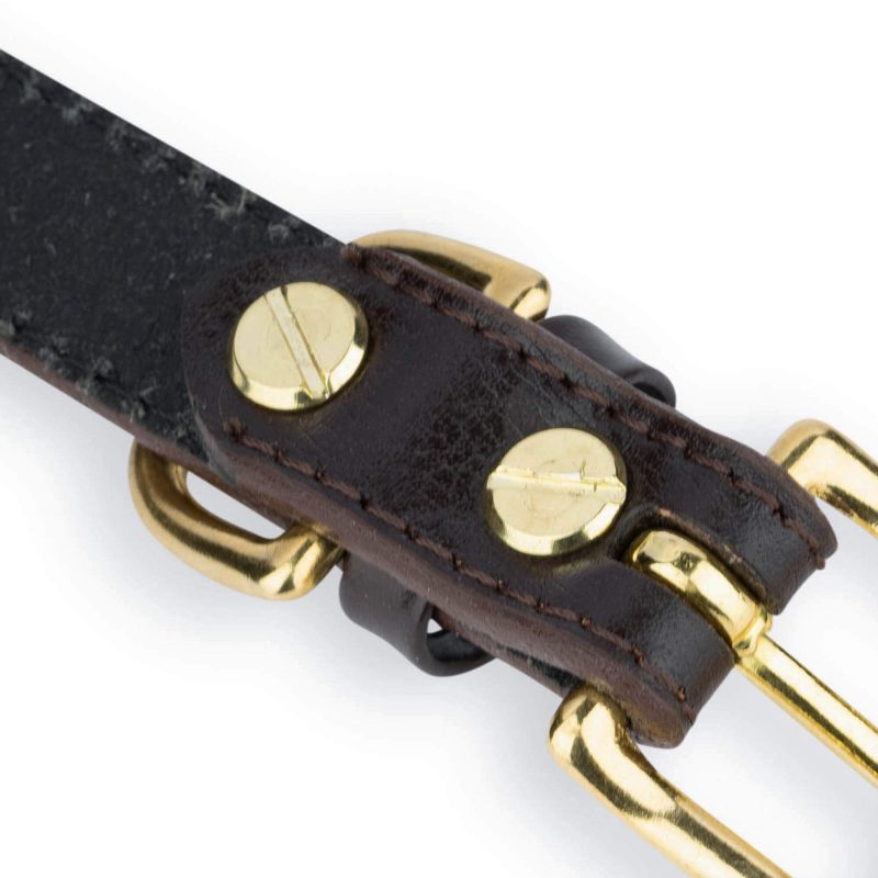 brown leather dog collar with brass buckle 5