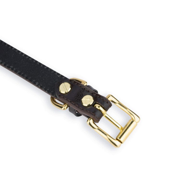 brown leather dog collar with brass buckle 6