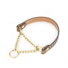 brown luxury dog collar martingale with gold chain 1
