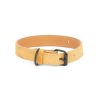 camel suede leather dog collar with black buckle 1