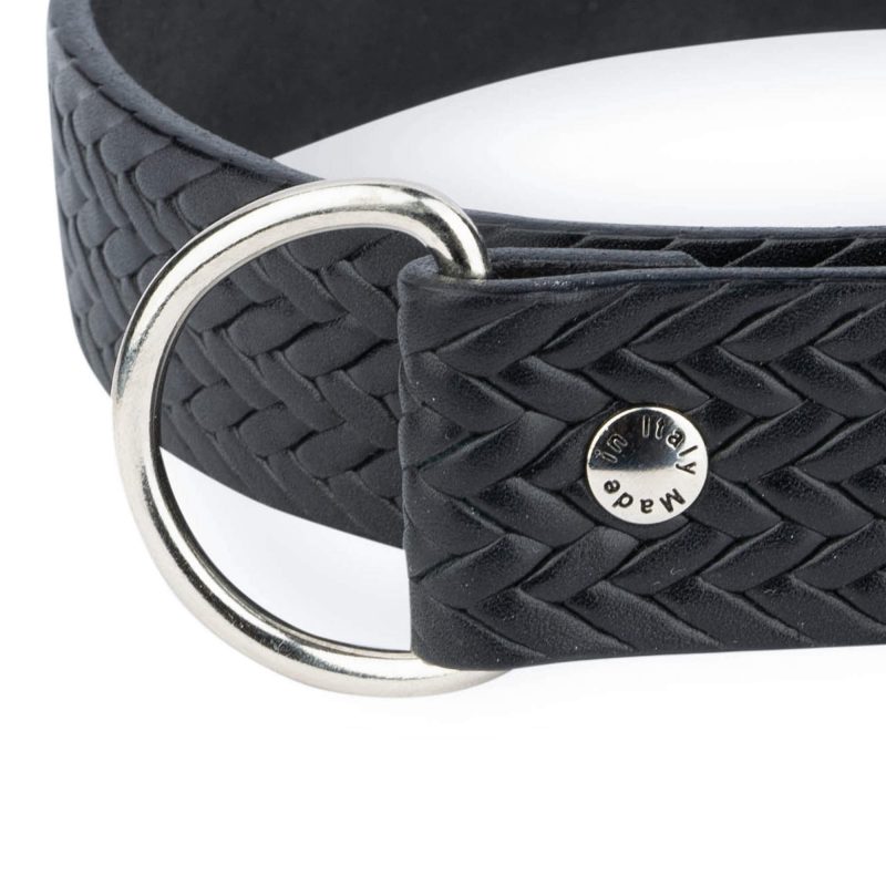 choke collar for large dogs black embossed leather 2