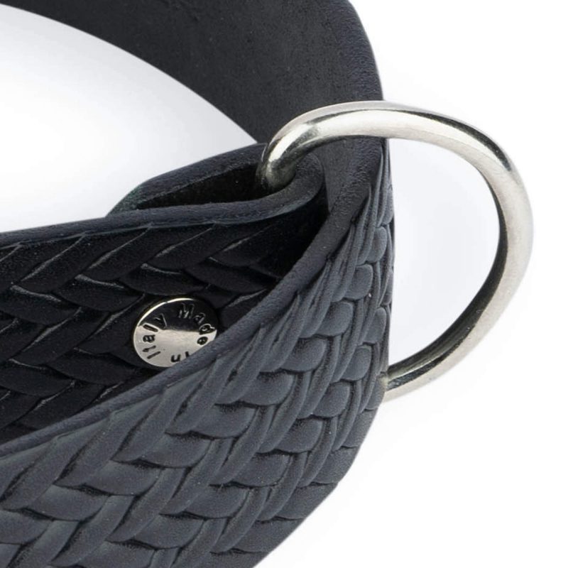 choke collar for large dogs black embossed leather 3