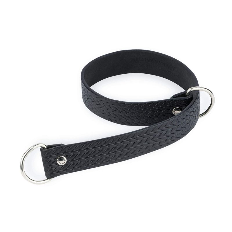 choke collar for large dogs black embossed leather 5