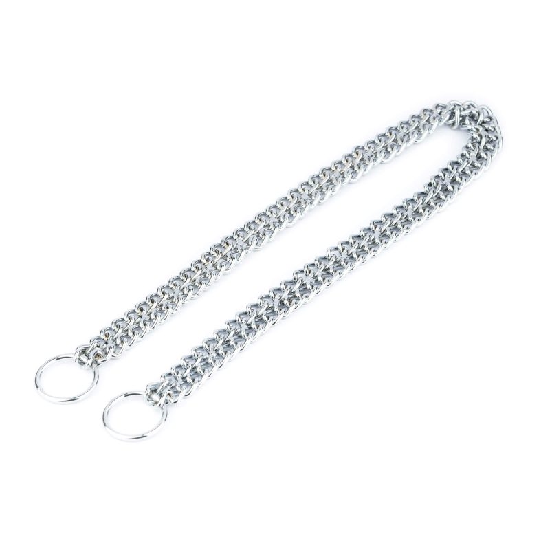 choker collar for dogs silver double chain 5