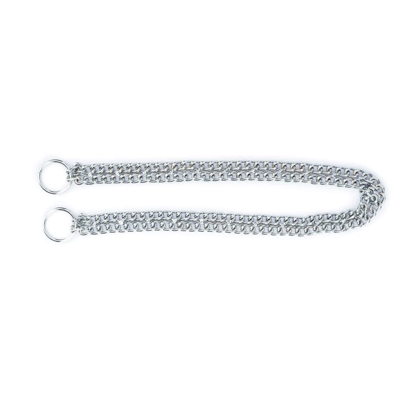 choker collar for dogs silver double chain 6