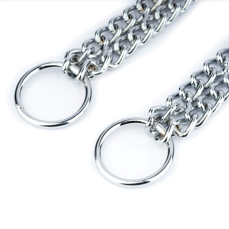 choker collar for dogs silver double chain 7