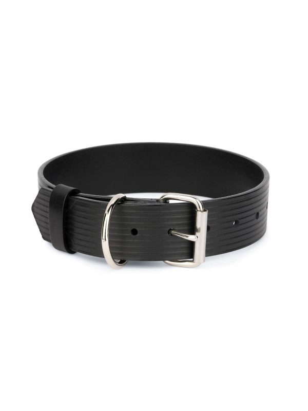 collar for large dogs black embossed leather 1
