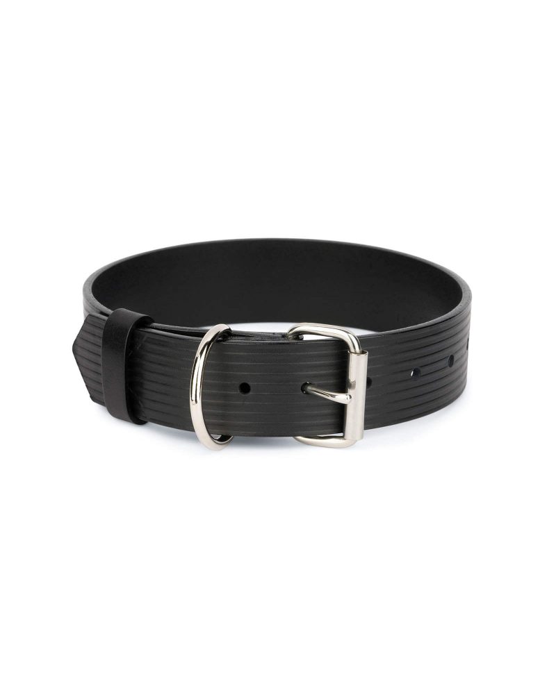 collar for large dogs black embossed leather 1