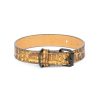 croco embossed leather dog collar brown with black buckle 1