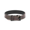 dark brown leather dog collar with black buckle 1