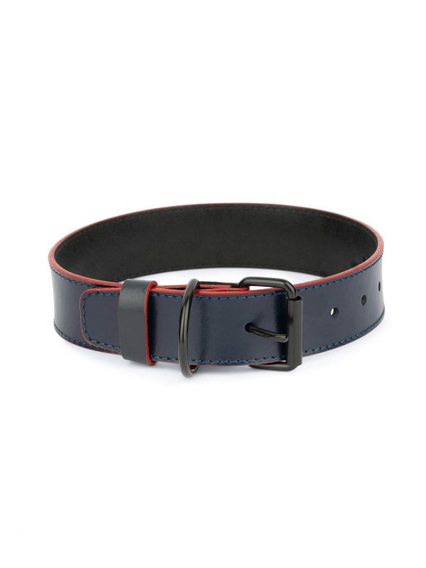 dog collar for big dogs dark blue with red edges 1