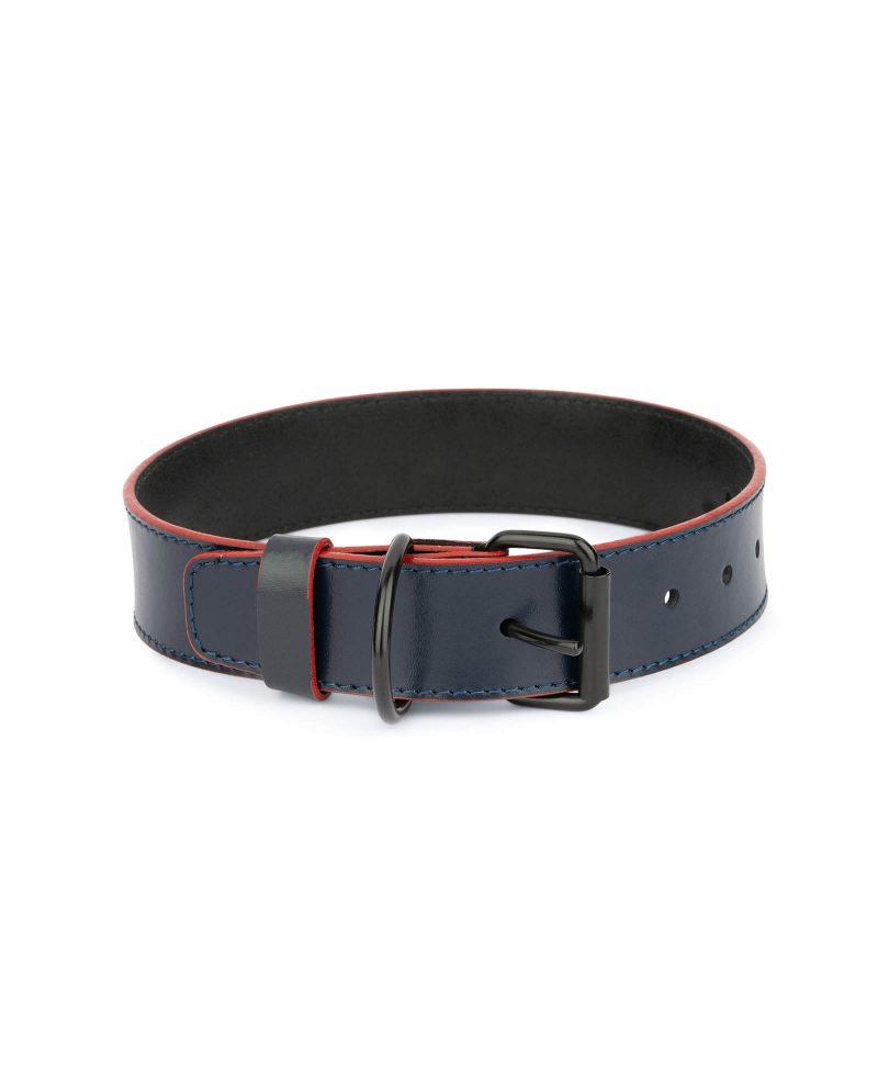 dog collar for big dogs dark blue with red edges 1