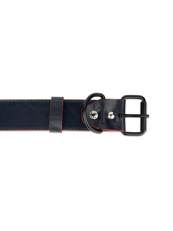 dog collar for big dogs dark blue with red edges 2