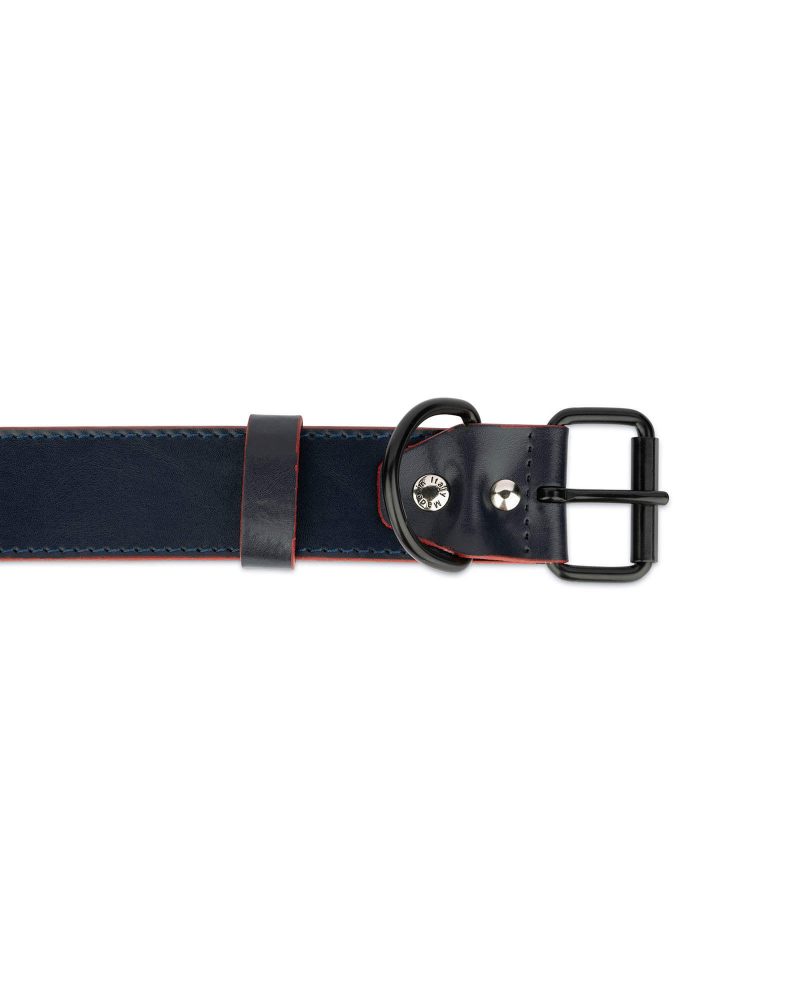 dog collar for big dogs dark blue with red edges 2